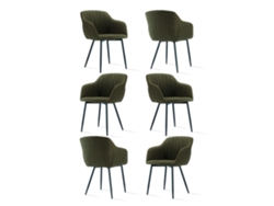 Sillas De Comedor Goeurvant 711(pack De 6, Verde Oliva, Tela)