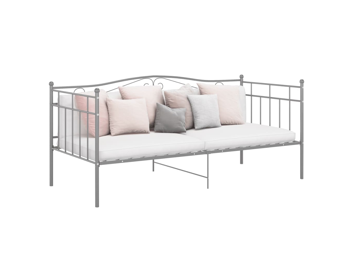 Estructura De Sofá Cama Sin Colchón Metal Gris 90x200 Cm
