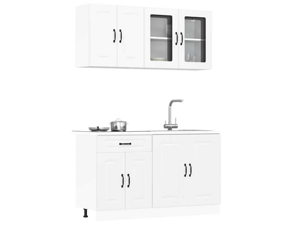 Mueble De Cocina | Armario De Cocina Kalmar Blanco 4 Uds Madera Contrachapada
