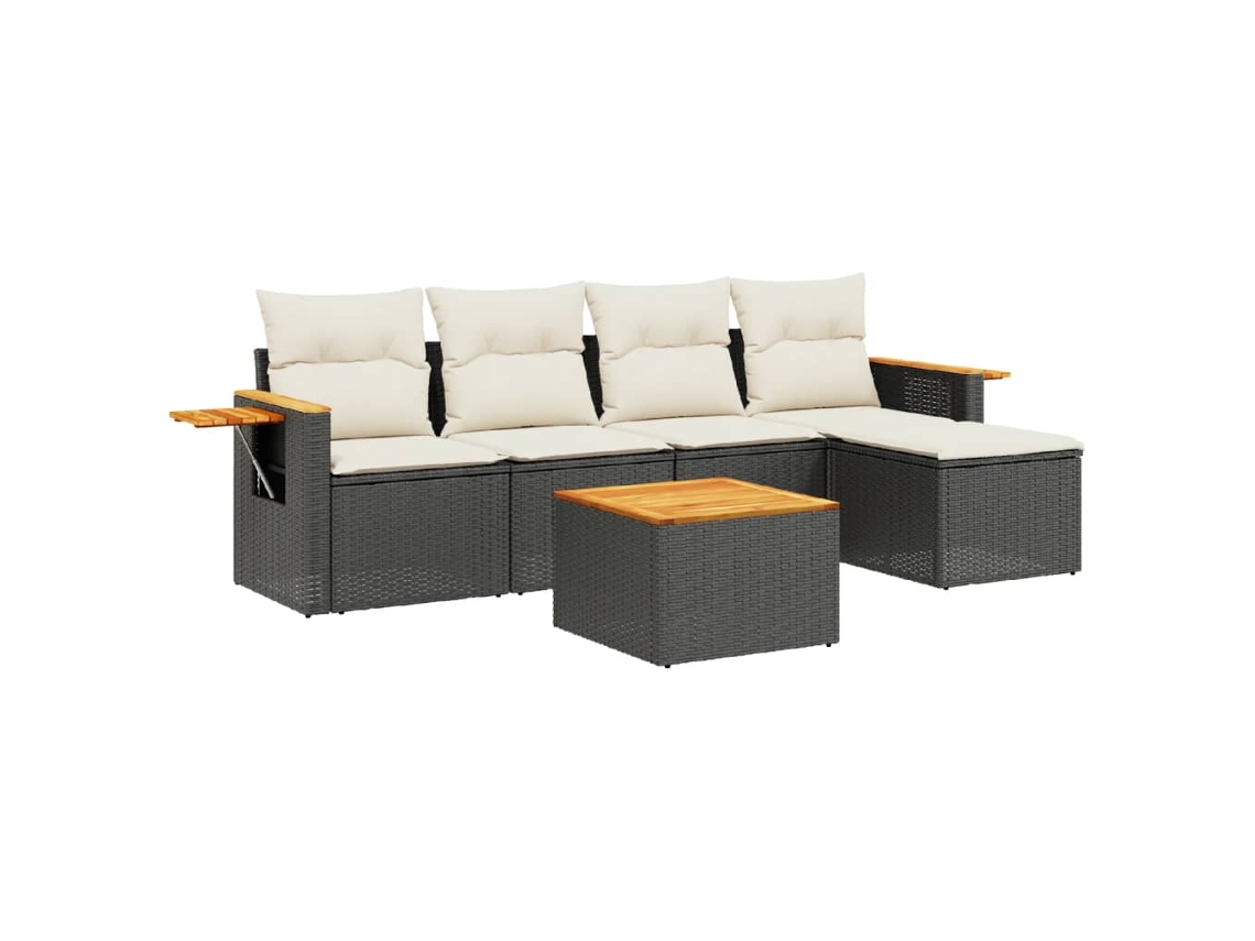 Maison Exclusive - Set De Sofás De Jardín 6 Piezas Y Cojines Ratán Sintético Negro