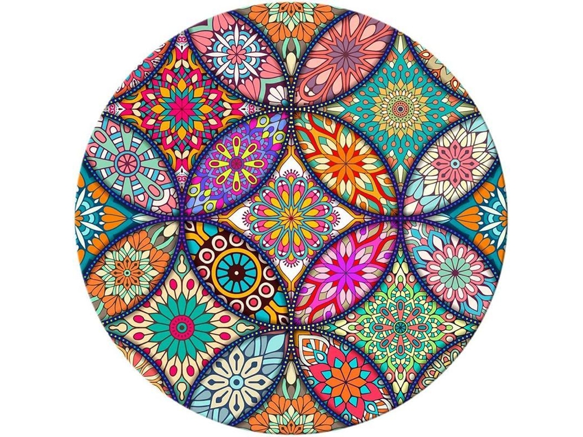 Alfombrilla De Ratón Redonda Con Diseño De Mandala, Alfombrilla De Ratón Con Bonito Diseño, Base De Goma Antideslizante Y Borde Cosido, Pequeña