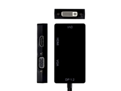 Aisens A125-0465 Adaptador Cable Video 0.15M Displayport Vga + HDMI + Dvi Negro