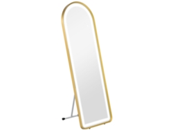 Espejo de cuerpo entero con luz LED regulable, espejo de pared y de pie, espejo de armario con interruptor táctil, color dorado, 47 x 146 cm.