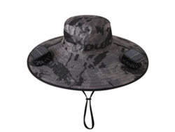(camuflaje Cuadrado Gris Oscuro) Sombrero Con Ventilador Solar, Recargable, Parasol Para Pesca Al Aire Libre Y Protección Solar