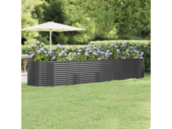 Jardín Elevado/Plantador de Acero con Revestimiento en Polvo Antracita 396X100X68 cm