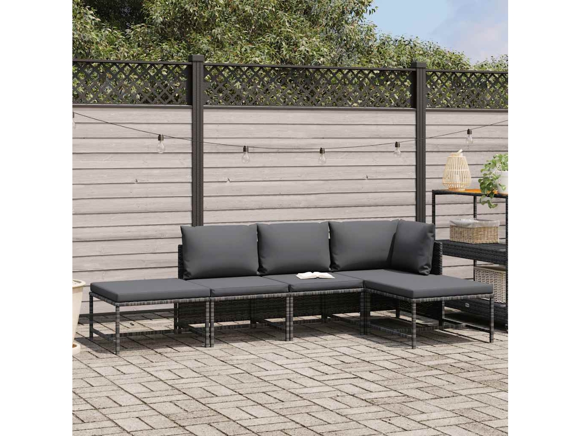 Maison Exclusive - Set De Sofá De Jardín 5 Piezas Con Cojines Ratán Sintético Gris
