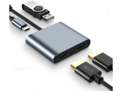 Adaptador multipuerto USB C Hub a HDMI Dual USB C 4K 60Hz 100W PD con soporte para divisor C a 2 HD Digitallab