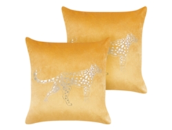 Juego de cojines decorativos BELIANI Marula de Terciopelo Amarillo 45x45x10