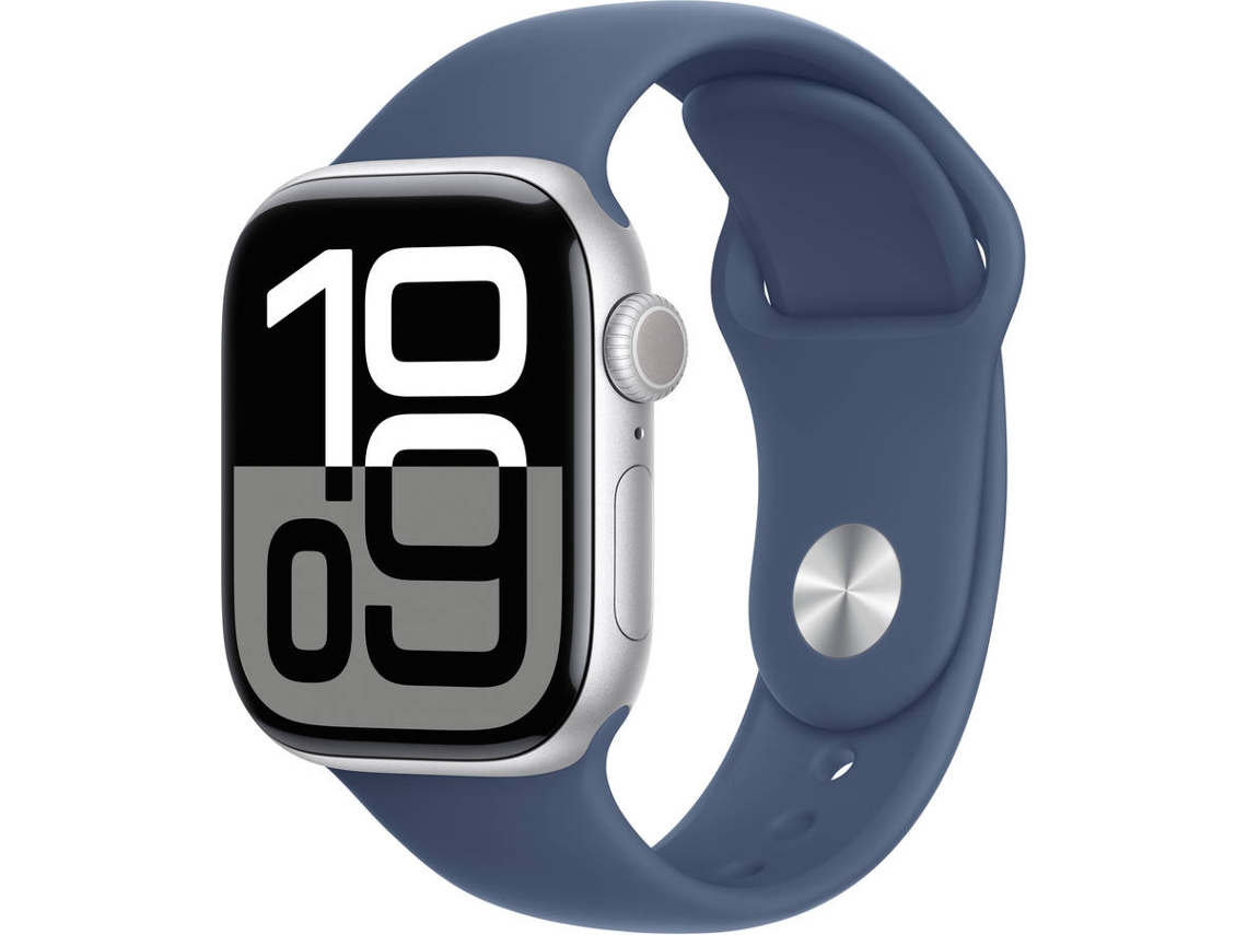 APPLE Watch Series 10 GPS 42 mm Aluminio Plata con Correa Deportiva Azul Denim (Talla: S/M)