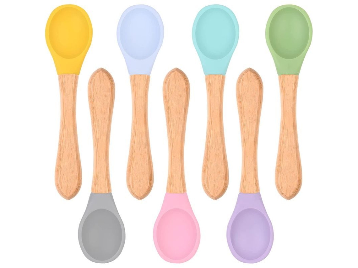7 Cucharas Para Alimentar Al Bebé Con Puntas De Silicona Suave, Sin Bpa, Seguras.