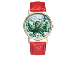 Reloj De Pulsera De Cuarzo Con Correa De Cuero Pu Zhoulianfa Moda Rojo Unisex