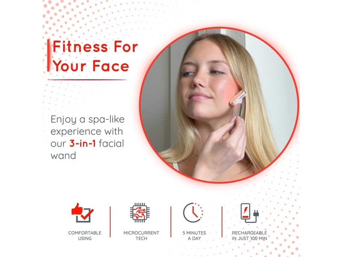 Dispositivo facial portátil con luz roja LED para masaje vibratorio facial y de cuello, plateado Yizhood