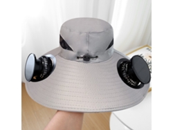 Sombrero Con Ventilador Solar (redondo, Gris Claro), Recargable, Parasol Para Pesca Al Aire Libre Y Protección Solar.