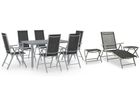 Conjunto 10 de comedor de jardín VIDAXL negro y plateado