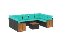 Maison Exclusive - Conjunto De Sofá De Jardín De 10 Piezas Con Cojines, De Poliratán Negro