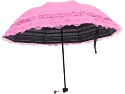Paraguas Plegable De Encaje Vintage Para Mujer Con Protección Uv Y Resistencia Al Viento, Sombrilla Ligera.