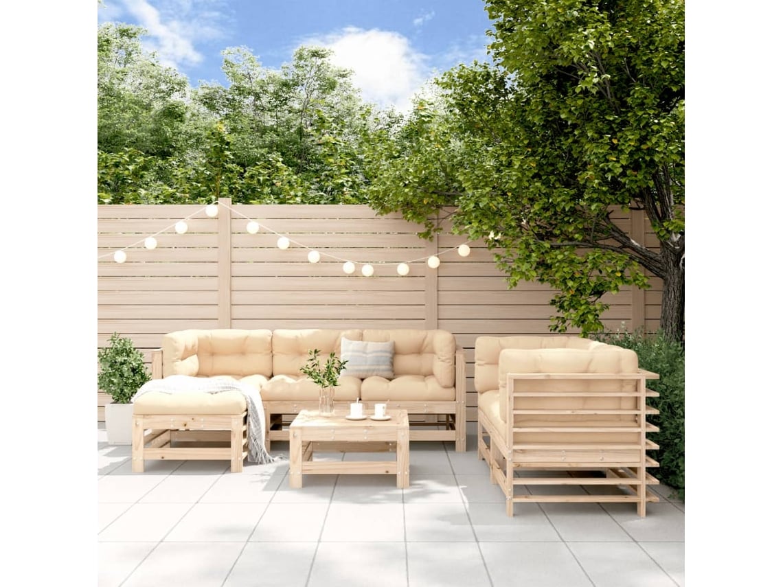 Conjunto de salón de jardín de 2 piezas de pino macizo Dkd Home Decor