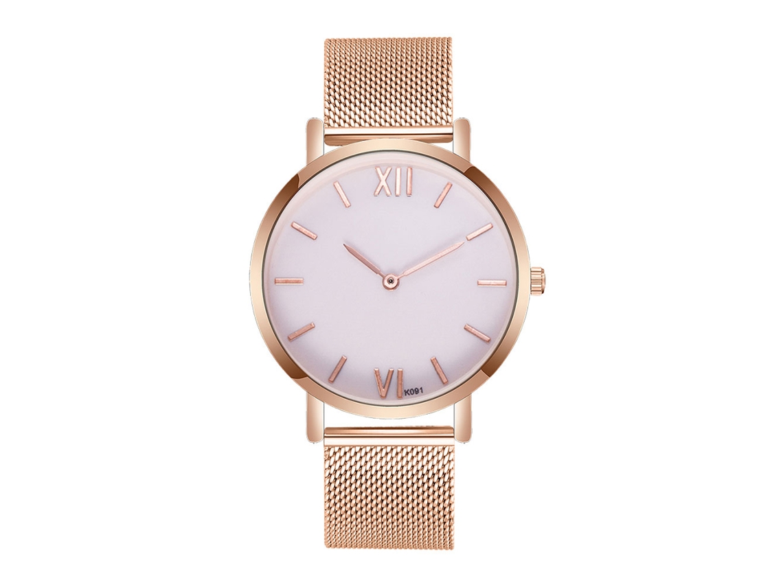 Reloj Hombre De Cuarzo Con Correa De Malla Zhoulianfa (oro Rosa Dial Blanco)