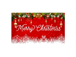 Panel decorativo navideño, fondo rojo con Papá Noel y árbol de Navidad. TRUYUETY