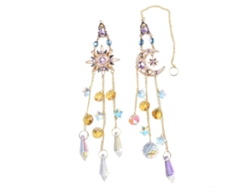 Conjunto de 2 piezas colgantes de cristal, efecto arcoíris, en vidrio transparente, estilo bohemio.