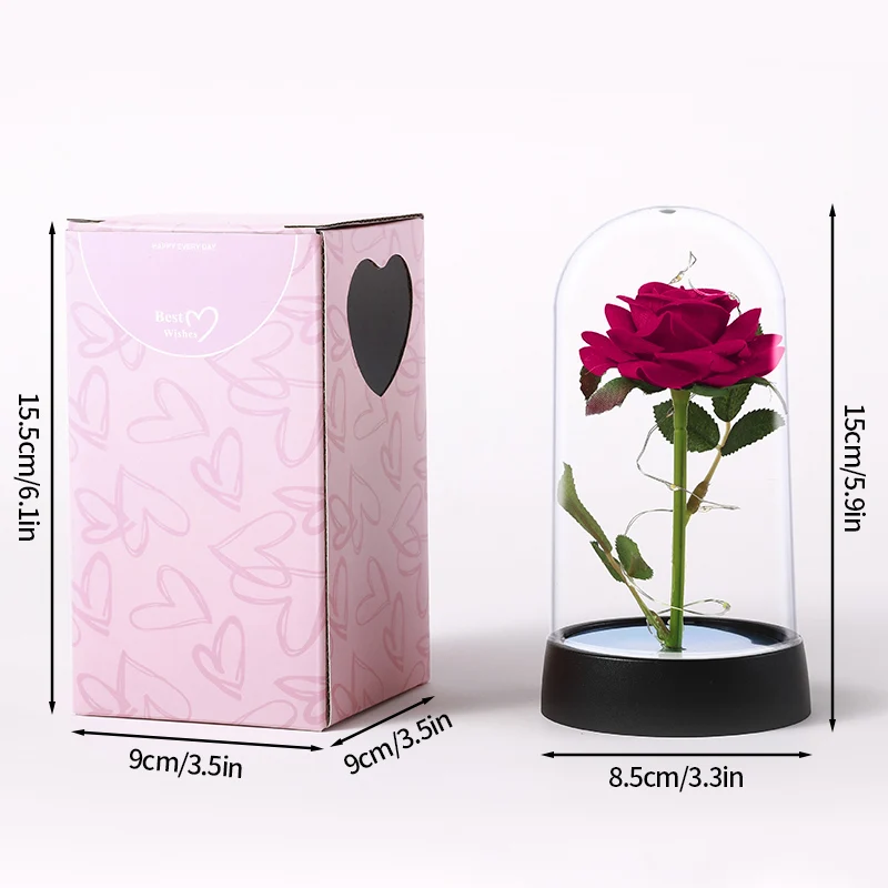 Rosas Preservadas En Botella De Vidrio, Adorno Floral Artificial Para Escritorio Con Caja De Regalo.