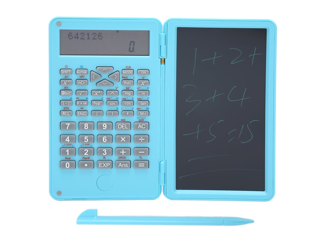 Calculadora Científica Portátil Com Bloco De Notas Lcd 10 Dígitos Azul Céu Para Escola Escritório Reuniões Família