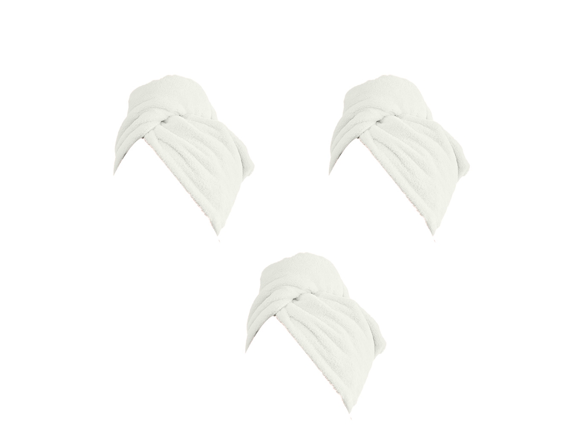 Conjunto de Toalla KOFIHETY Funda Cabello Paquete Absorción Rápida Grueso Lana Blanco - 3pcs (Talla Única)