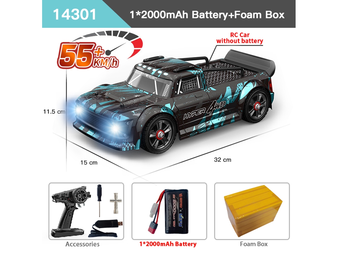 Coche RC 3S sin escobillas Hypergo 14210 14209, todoterreno de carreras, derrape, camión de alta velocidad, juguete para niños Aeuzwr