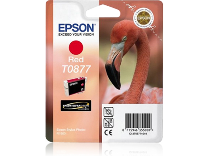 Cartucho de tinta original EPSON, T0877, Flamenco 11,4 ml , Rojo, C13T08774010