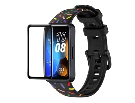 Correa de reloj inteligente para Huawei Band 8 ENKAY Hat-Prince Protector de pantalla de cobertura total + Correa deportiva de silicona ajustable (...