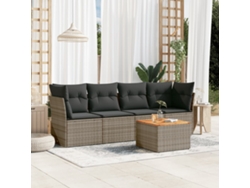 Conjunto de sofá de jardín de 5 piezas con cojines, ratán gris, DKD Home Decor