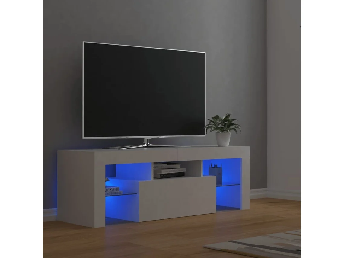 Mueble de TV con luces Led 120x35x40 Cm Blanco