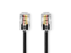 Cable telecom RJ10 Macho RJ10 Macho 5.00 m Diseño del cable: En espiral Tipo de cable: RJ10 Negro NEDIS
