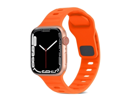 Correa de reloj inteligente para Apple Watch Ultra 49 mm Correa de reloj de silicona a rayas con hebilla cuadrada (naranja)