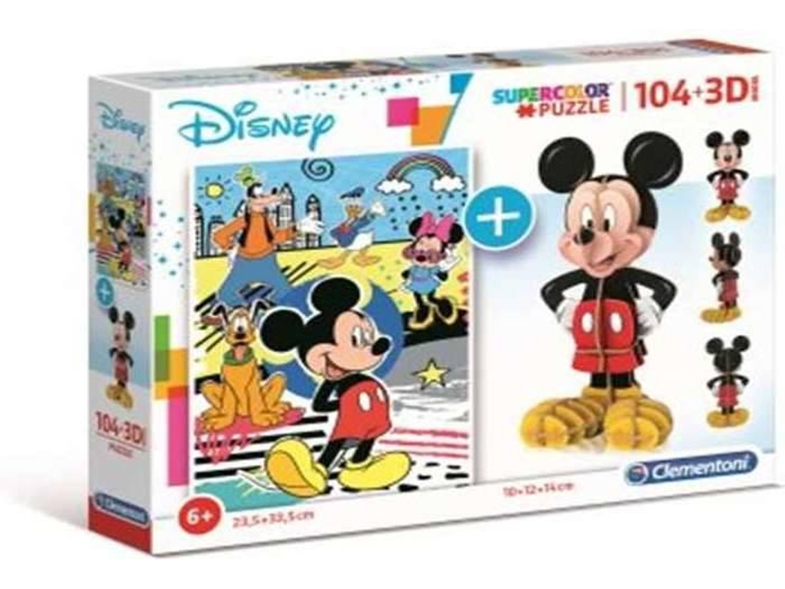 Puzzle 3D CLEMENTONI Mickey Mouse (104 Piezas - Edad mínima: 3 años)