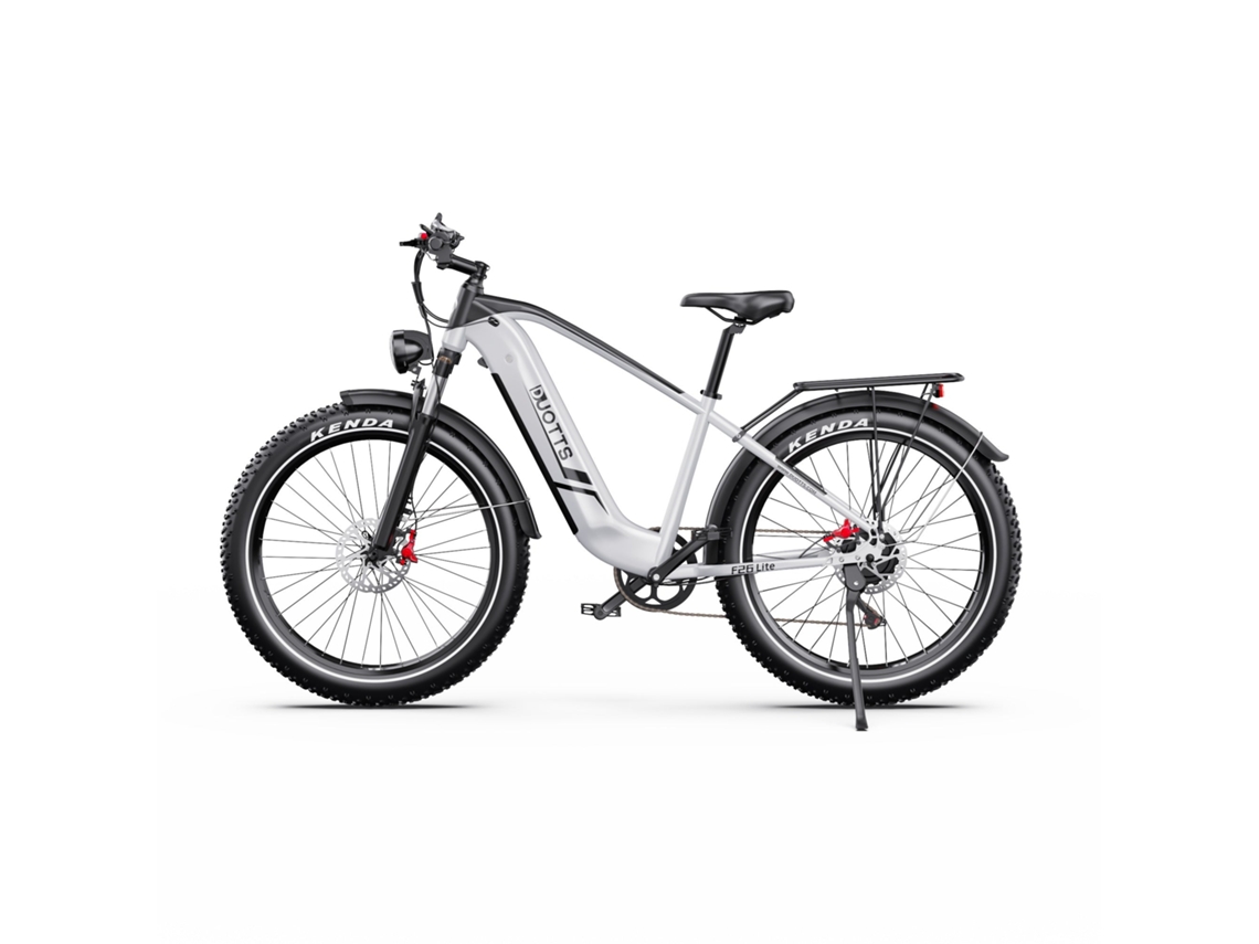 Bicicleta eléctrica Duotts F26 Lite, motor de 500 W, batería de 48 V 18 Ah, neumáticos de 26", frenos hidráulicos, color plateado/blanco