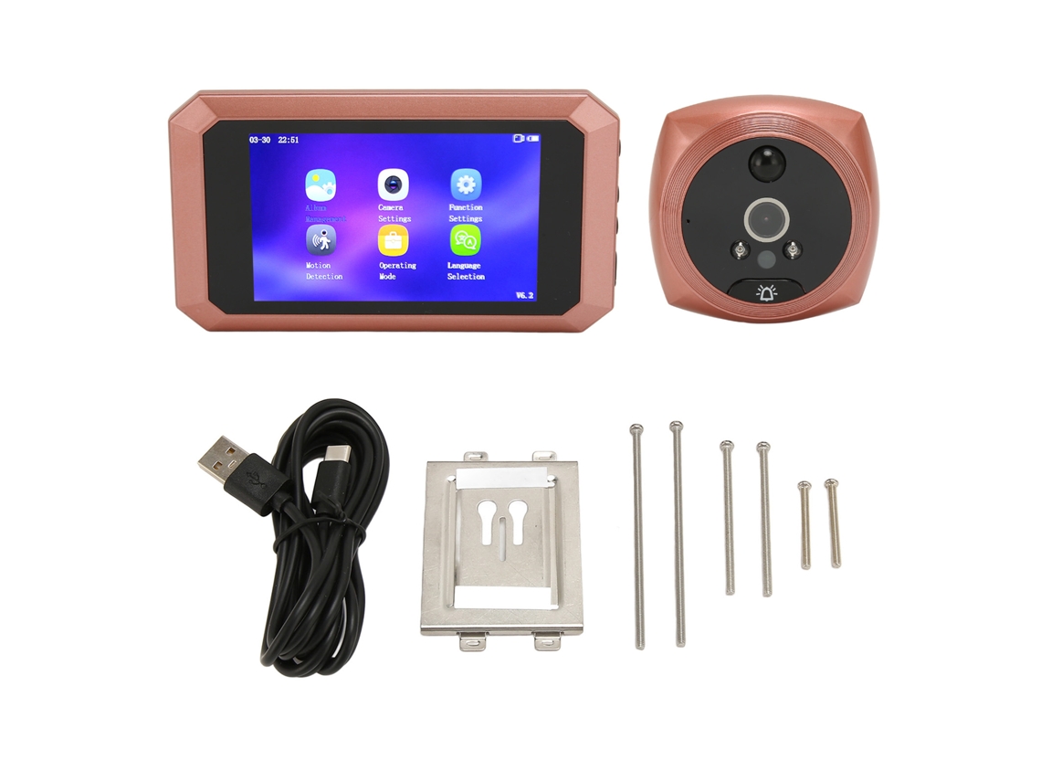 Campainha Inteligente Com Visão Noturna 3.97 Polegadas 2mp 1080p Sensor Corporal Video Campainha Ouro