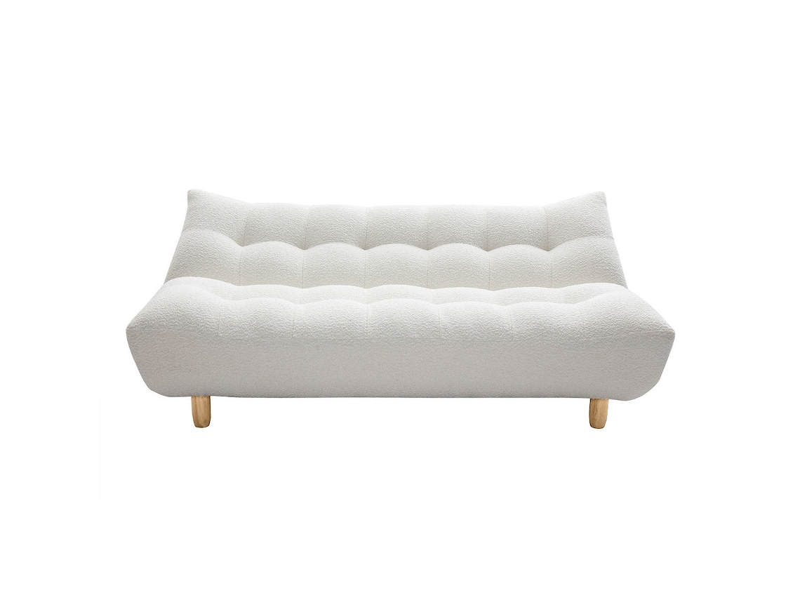 Sofá Cama Nórdico 3 Plazas de Borreguillo Blanco Y Madera Clara Yumi MILIBOO