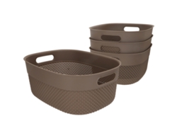 Curver Pack 4 Cestas Organizadoras Filo 12l Marrón