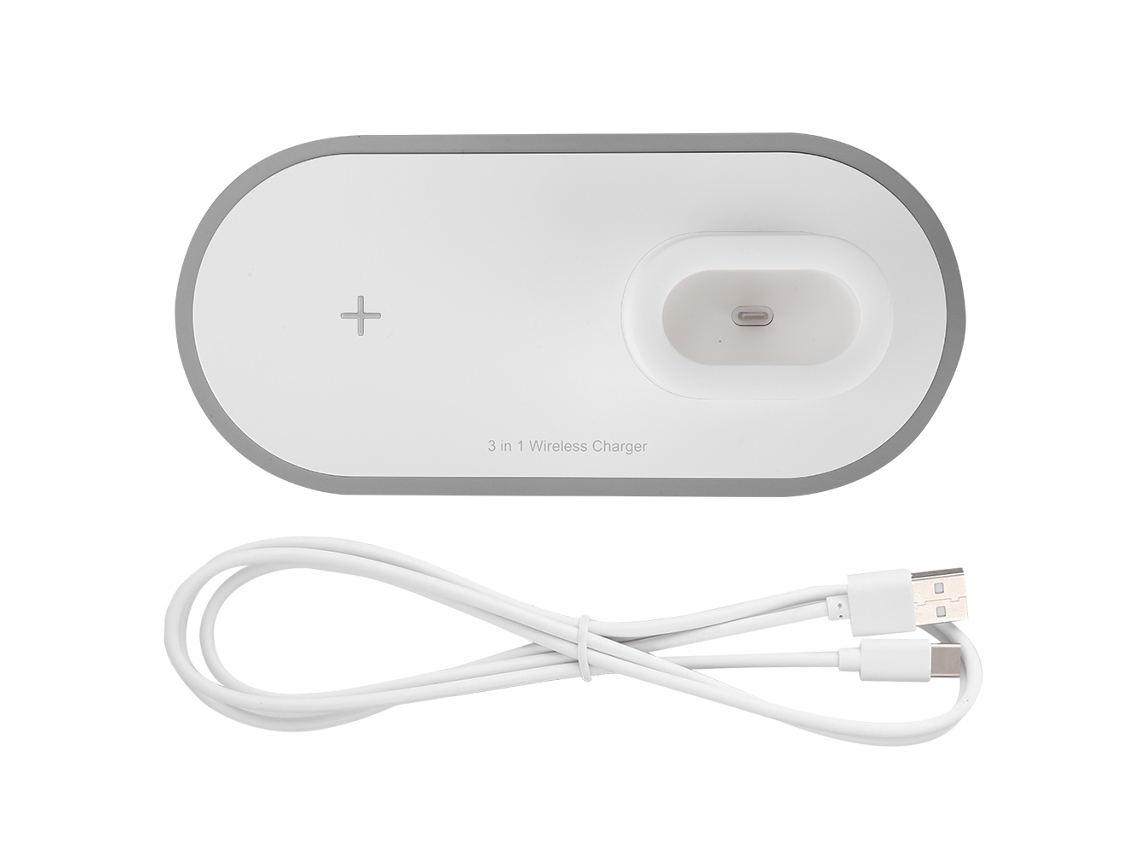 Cargador Inalámbrico 3 En 1 De 10w Para Teléfonos, Auriculares Y Relojes Apple, Huawei Y Samsung