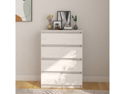 Armario Auxiliar Madera Maciza De Pino Blanco 60x36x84 Cm