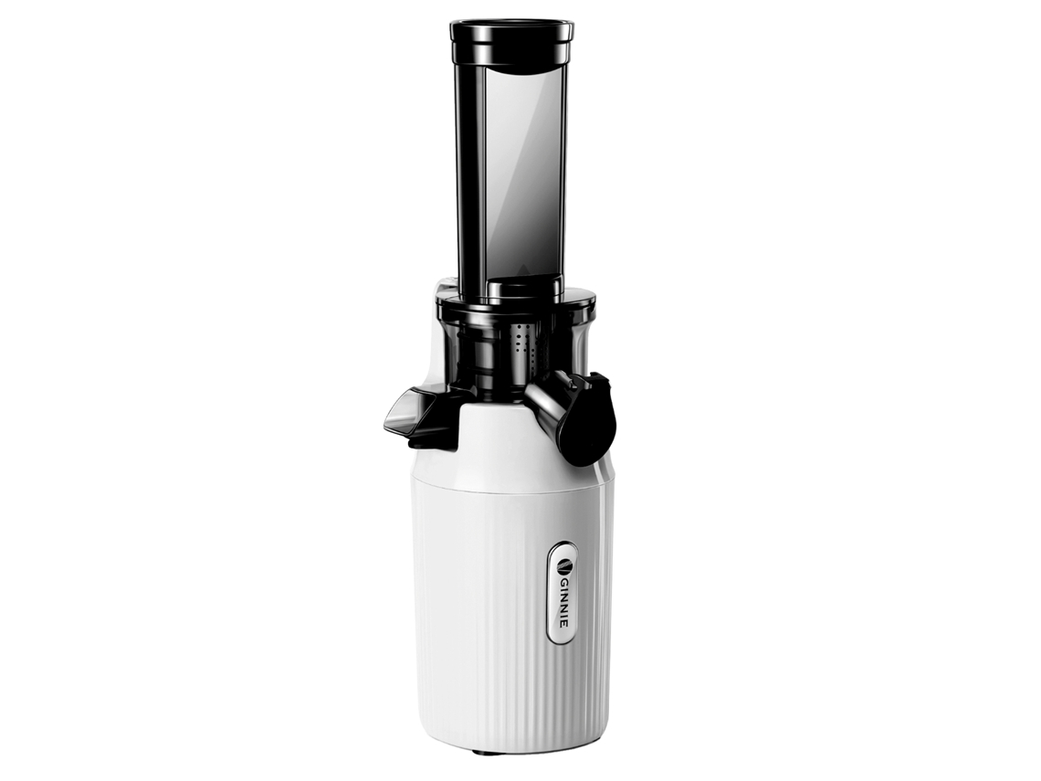 VENTRAY Essential Ginnie Juicer Exprimidor compacto pequeño de prensado en frío Exprimidor de masticación lenta 60 Rpm Baja velocidad Blanco