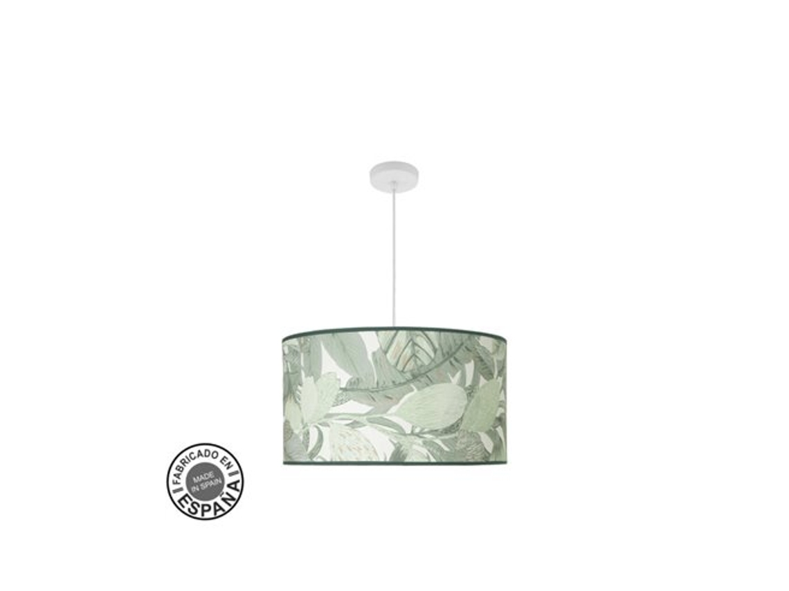 Colgante Moda 3xe27 Blanco/hoja Verde Regx50x50cm C/difusor