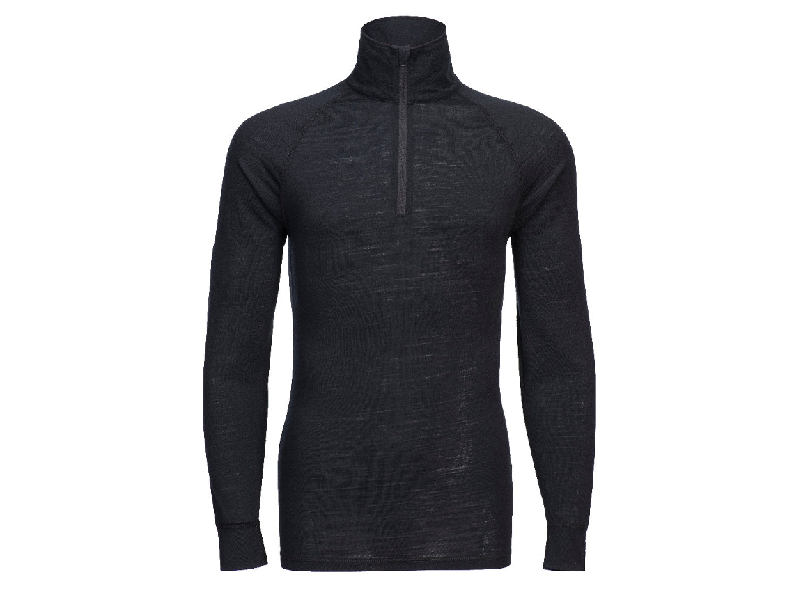 Camiseta Portwest de lana merino con cremallera de un cuarto / Negra / M