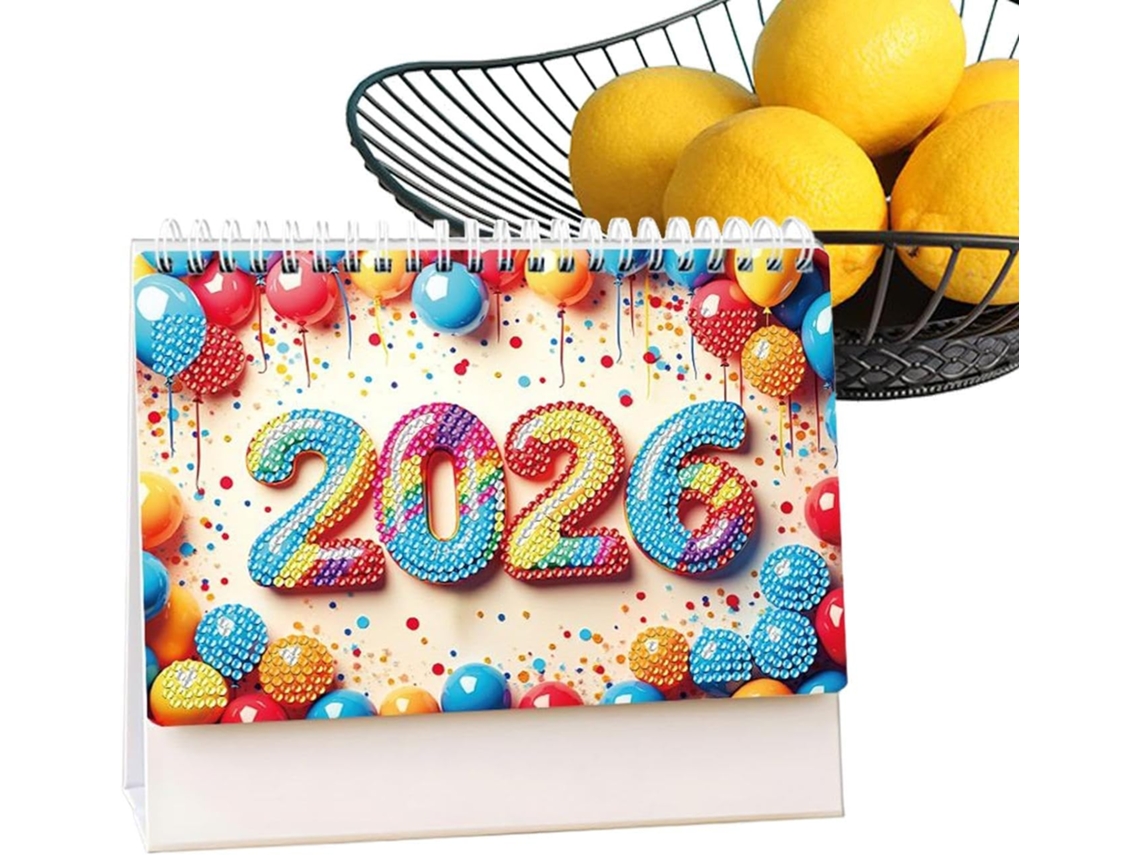 Calendário De Mesa Com Strass | Planejador Mensal 2026 Com Páginas Que Viram, Para Escola, Escritório E Casa.