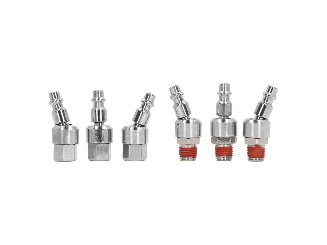 6 conectores rápidos macho giratorios de 360 grados para mangueras de aire de 1/4 de pulgada NPT, de acero inoxidable.