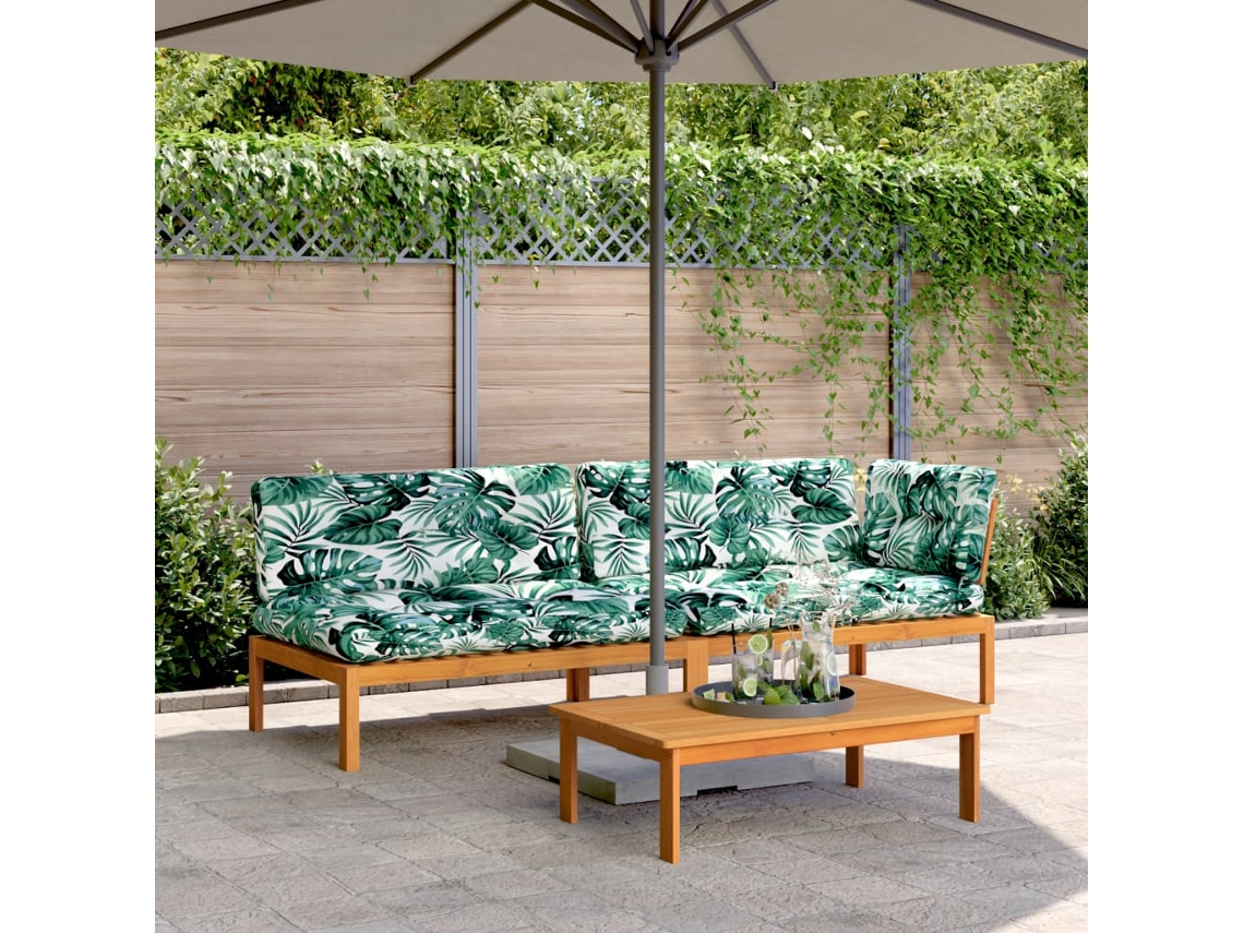 3 muebles de jardín de palets con cojines de acacia maciza DKD Home Decor