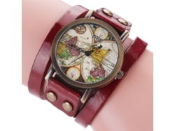 Reloj De Pulsera Unisex Ccq Multicapa Con Diseño Retro, Correa De Aleación De Poliuretano Y Movimiento De Cuarzo Rojo.