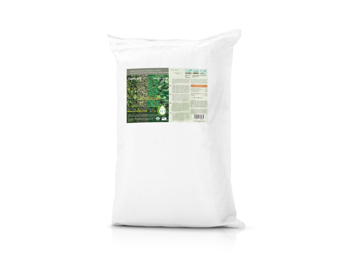 CULTIVERS Abono Coníferas y Setos Ecológico 20 kg (Pinos, Abetos, Cipreses y Tuyas). Fertilizante Origen 100% Orgánico y Natural