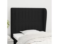 Cabecero Con Orejas De Tela Negro 83x23x118/128 Cm